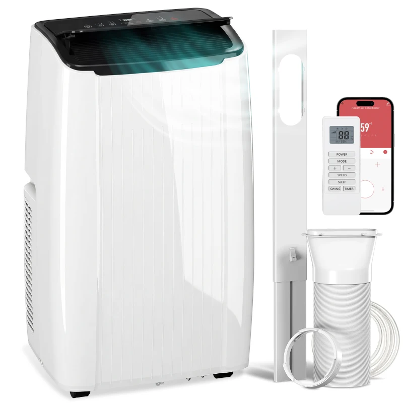 HOMCOM 12000 BTU 5-in-1 Portable Air Conditioner with Cool, Heat, Dehumidifier, Fan, Sleep, WiFi Voice Control, White