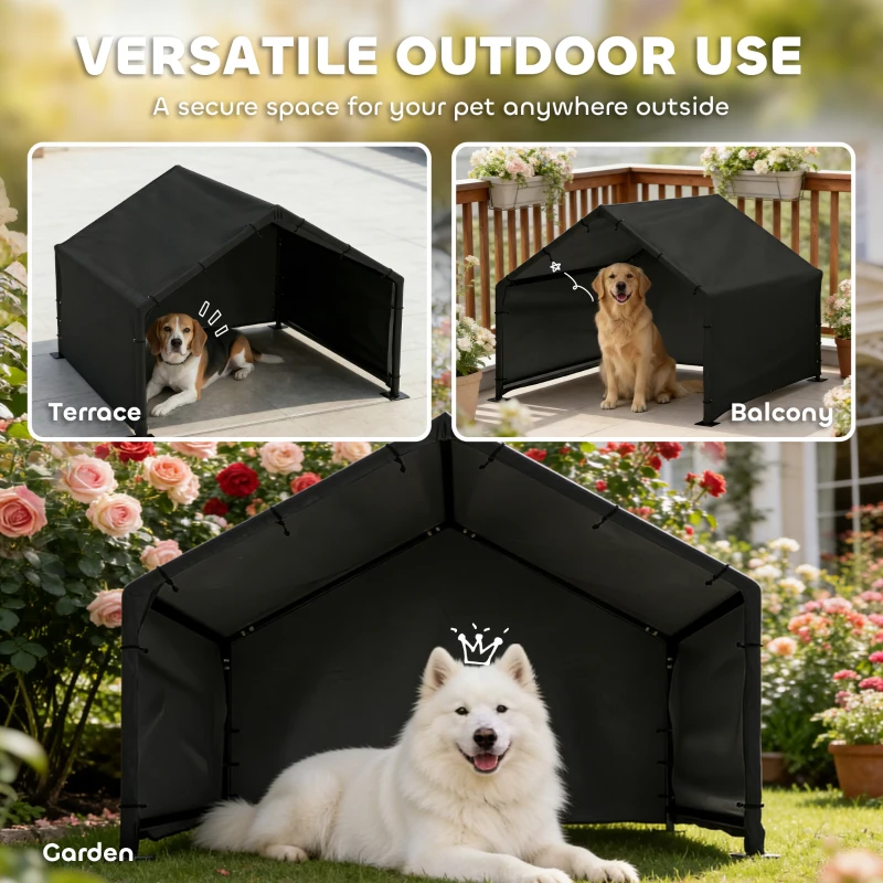 PawHut Dog Shade Shelter Outdoor, Dog House Outside with Canopy, Pet Tent for Small Medium Large Breeds