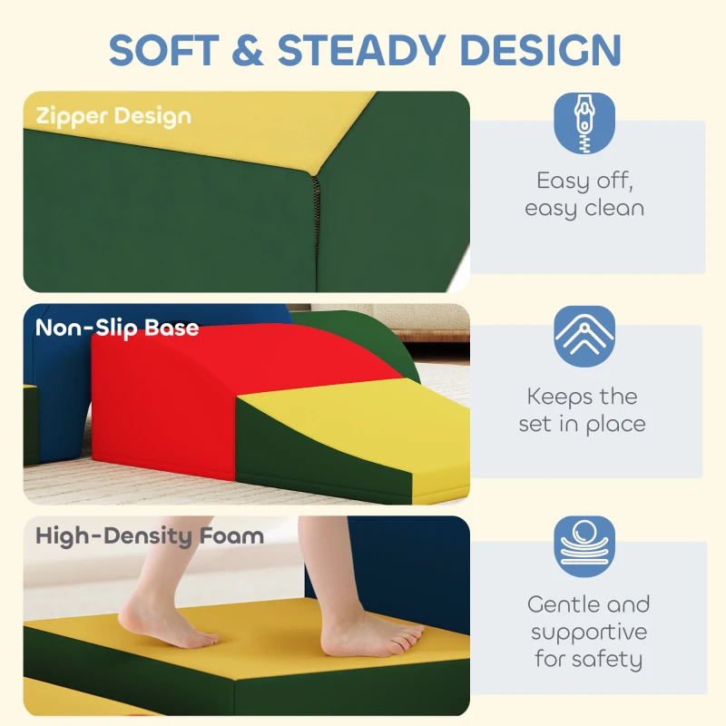 Qaba Toddlers Climbing Toys, 5-Piece Foam Climbing Blocks, Soft Play Set, Indoor for Stacking, Crawling, Sliding