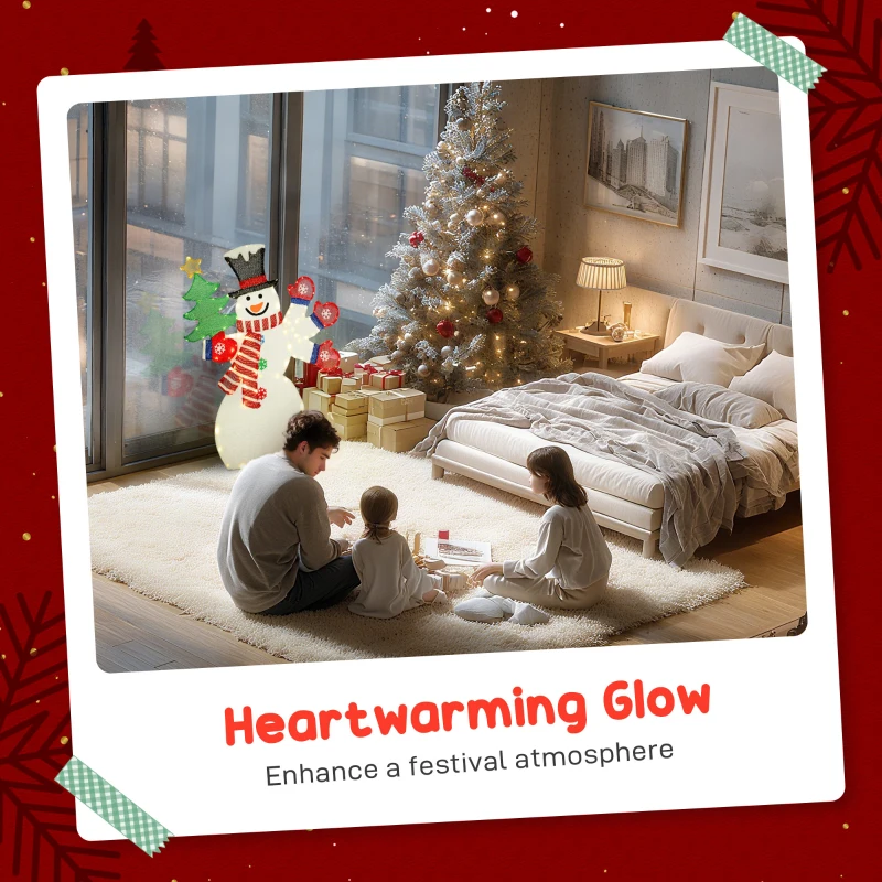 Outsunny 4FT Lighted Snowman, Light Up Christmas Decor with 148 LEDs, Stakes and Zip Ties, IP44 Waterproof for Outdoor Yard