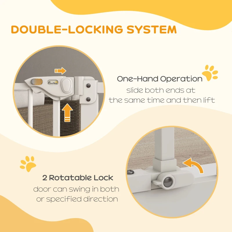 PawHut 30 Inch Tall Pet Gate with Door Dog Gate and Barrier Indoor for Stairs, Pressure-Mounted Safety Gate, White