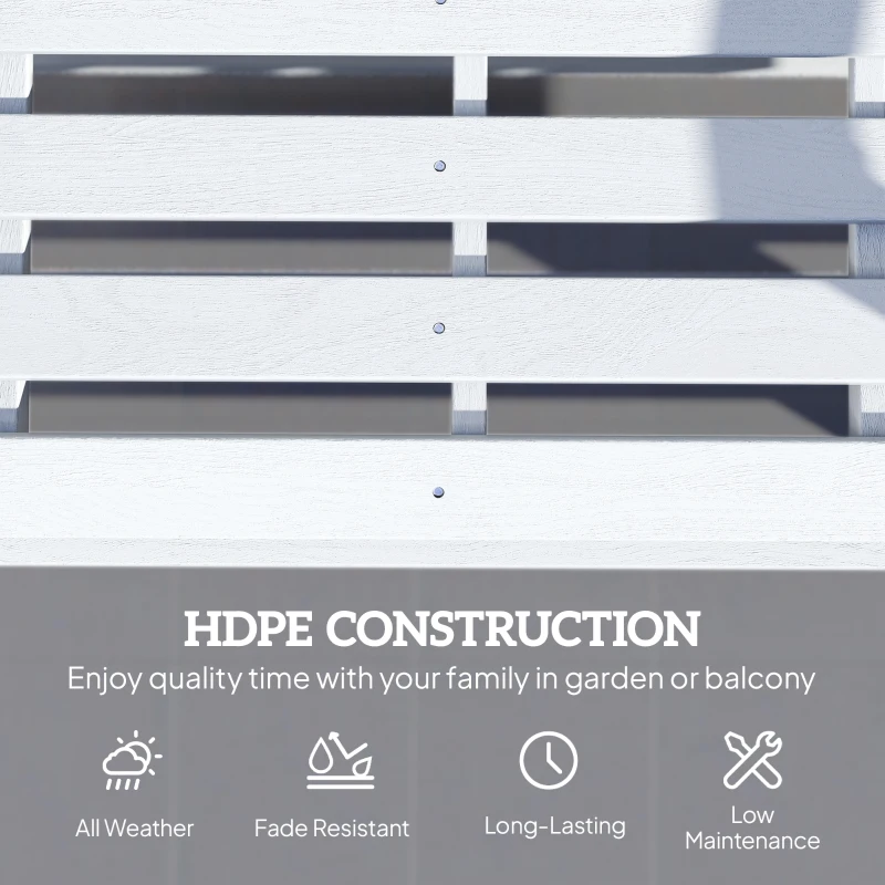 Outsunny Patio Glider Bench w/ HDPE Slatted Double Rocking Chair, Distressed White