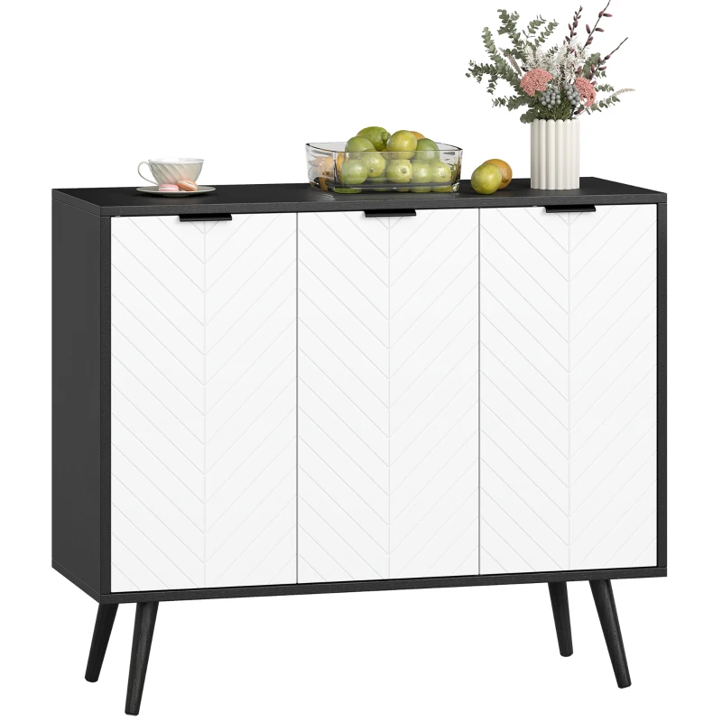 HOMCOM Modern Sideboard and Buffet, Dining Room Cabinet with Adjustable Shelves and 3 Doors, Black