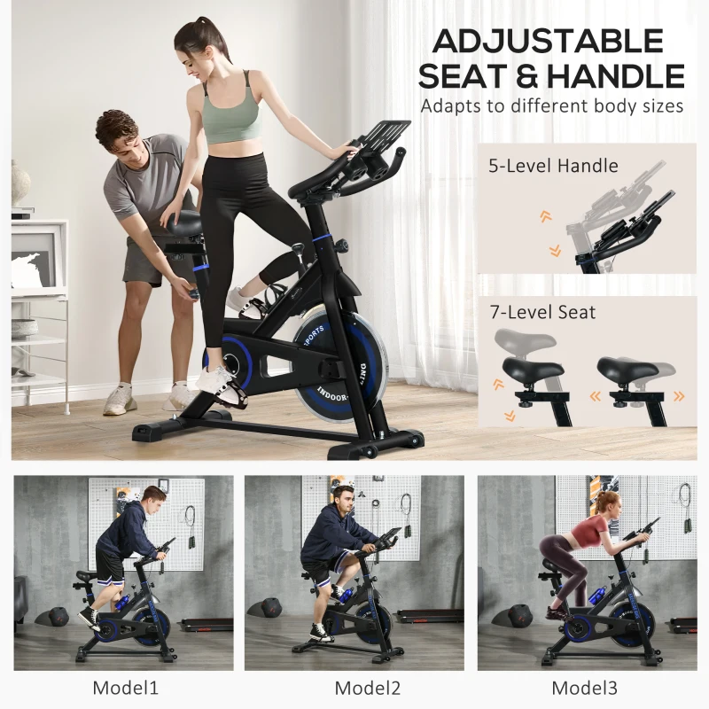 Soozier Adjustable Upright Stationary Exercise Bike w/ LCD Display, Indoor Cycling Bike for Home w/ Adjustable Resistance, Black