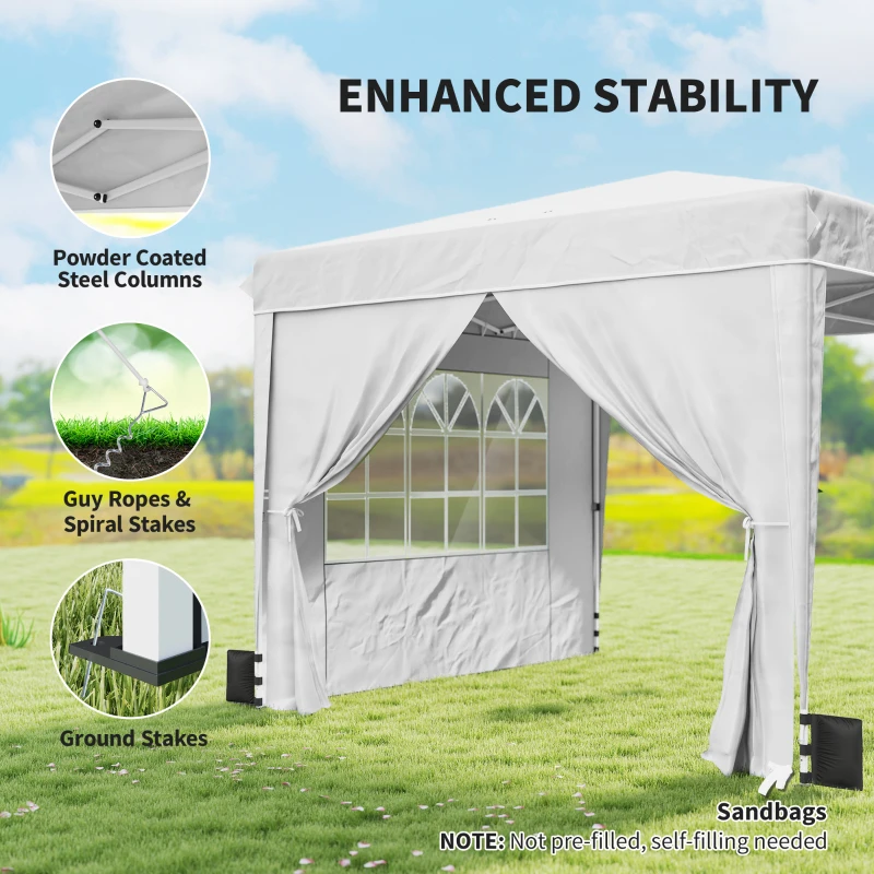 Outsunny 10 x 10 ft Pop Up Canopy Tent with Sidewalls, UPF50+ Outdoor Portable Instant Canopy Shelter with Carry Bag, White