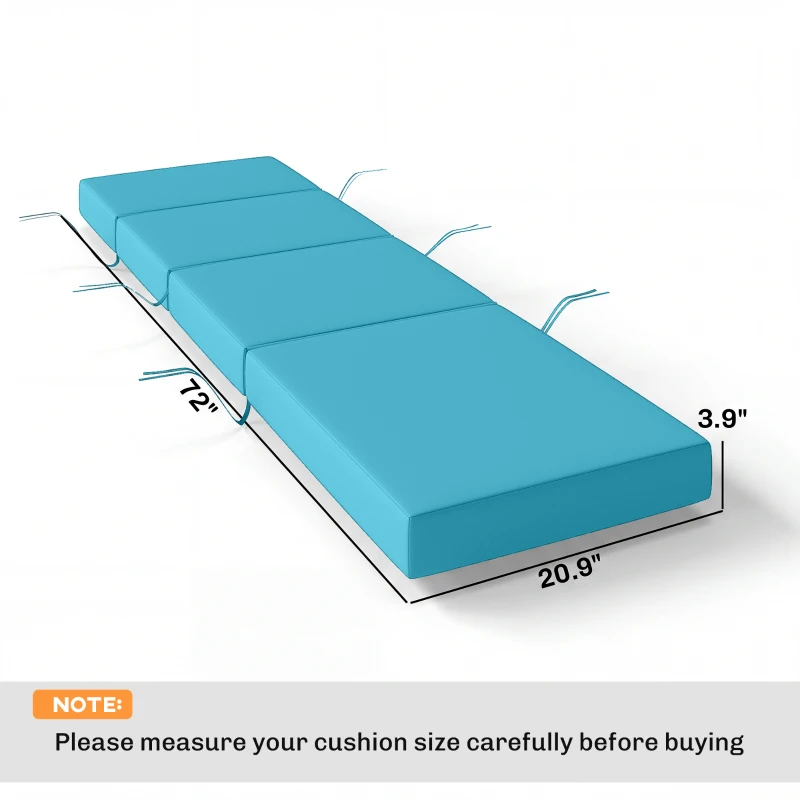 Outsunny Chaise Lounge Cushion, 4" Thick Outdoor Lounge Chair Cushion with Ties for Patio, 21" x 72 ", Blue