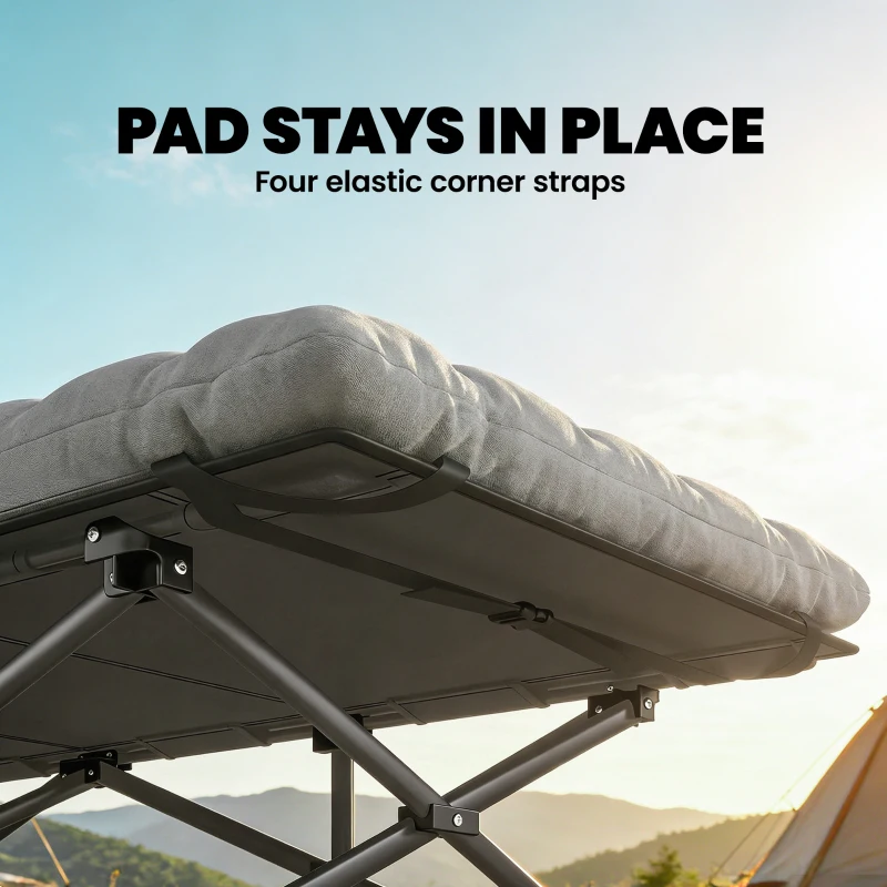 Outsunny Camping Cot with Soft Pad, 32" Extra Wide Folding Cots with Non-Slip Feet and Carry Bag, Grey