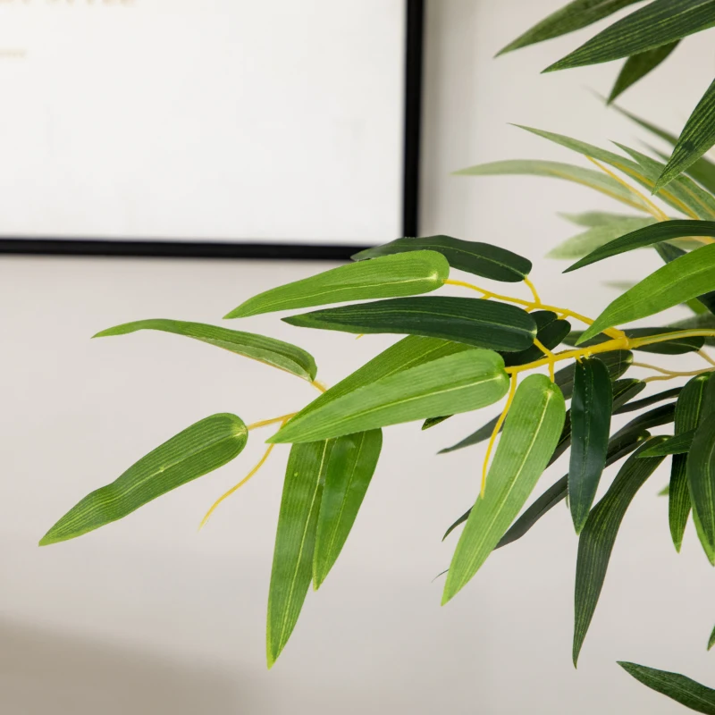 HOMCOM 5ft Tall Artificial Bamboo Tree, Decorative Faux Plant with Pine Wood Base for Indoor Home Office Decor