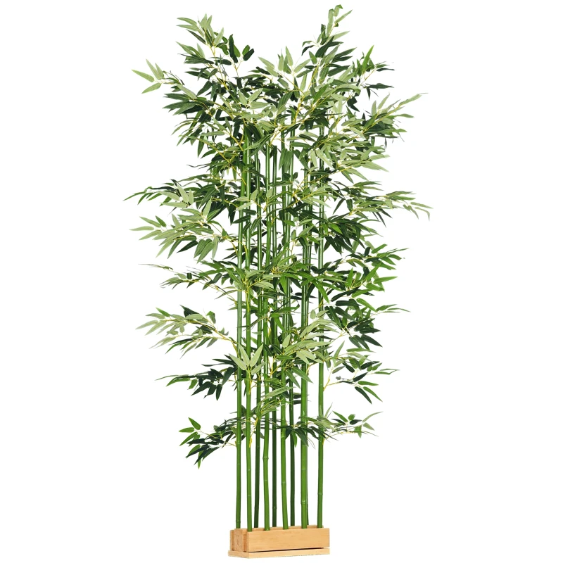 HOMCOM 5ft Tall Artificial Bamboo Tree, Decorative Faux Plant with Pine Wood Base for Indoor Home Office Decor
