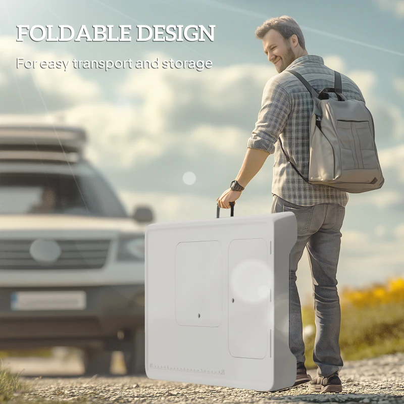 Outsunny Folding Fish Cleaning Table with Sinks, Camping Sink with Faucet Drainage Hose Sprayer Shelf, Grey