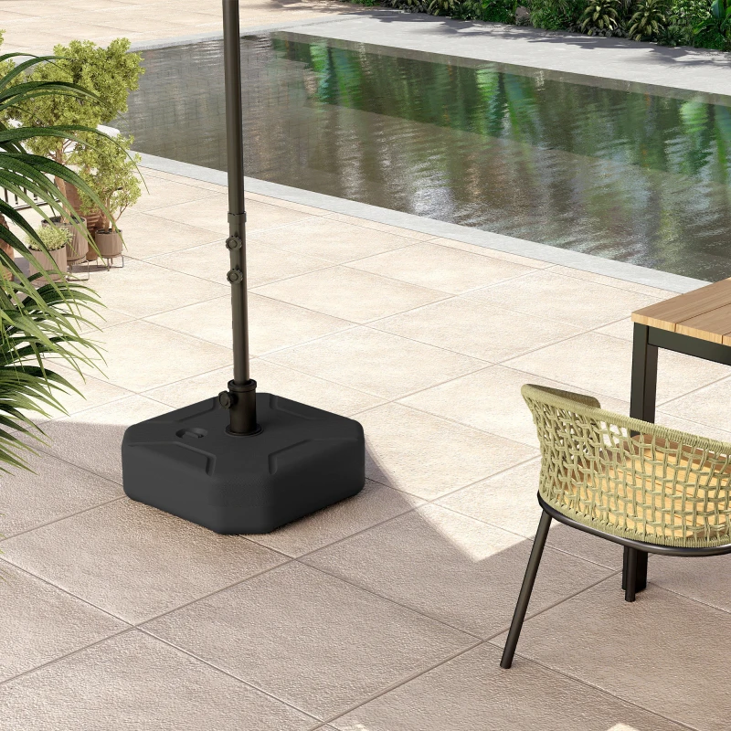 Outsunny Square Patio Umbrella Base Holder, Outdoor Umbrella Stand, 17.7" L x 17.7" W x 9.8" H Black
