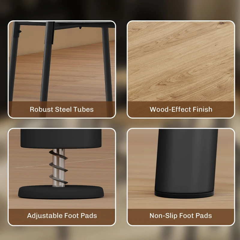 HOMCOM 5 Piece Dining Table Set, Space Saving Round Dining Set for 4 with Metal Frame for Small Spaces, Natural