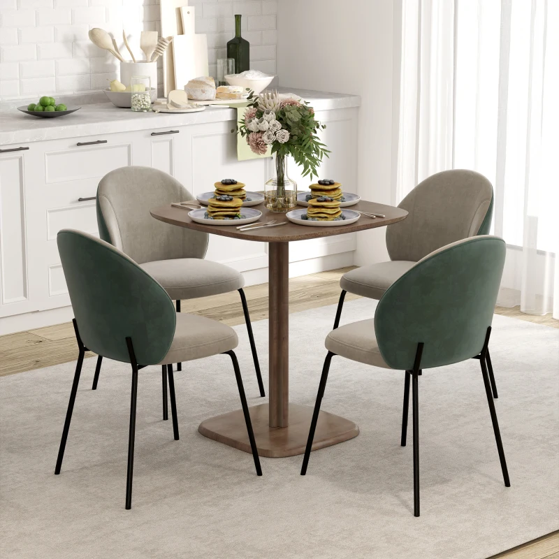 HOMCOM Dining Table for 4 People - Modern Kitchen Table with Wood-Effect Top, 27.6" x 27.6", Dark Brown