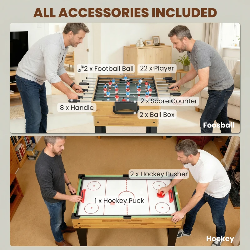 Soozier 48 in 13-in-1 Combo Multi Game Table with Foosball, Pool, Hockey and More for Adults, Light Walnut