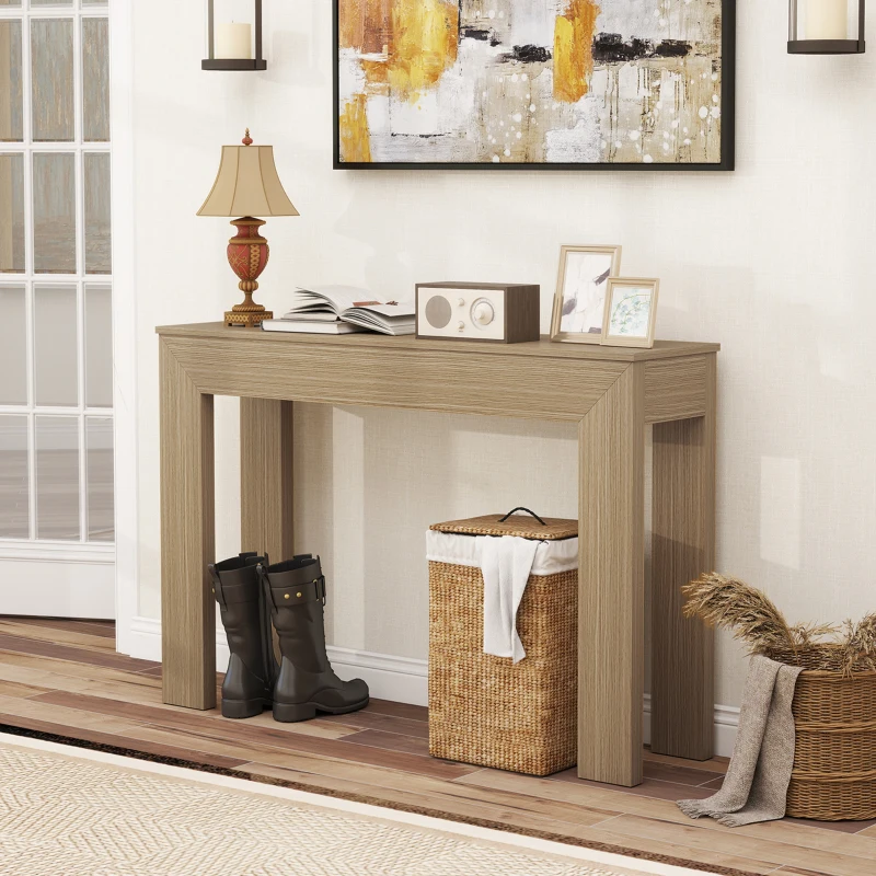 HOMCOM Modern Console Table, 47" Narrow Entryway Table, Natural Wood
