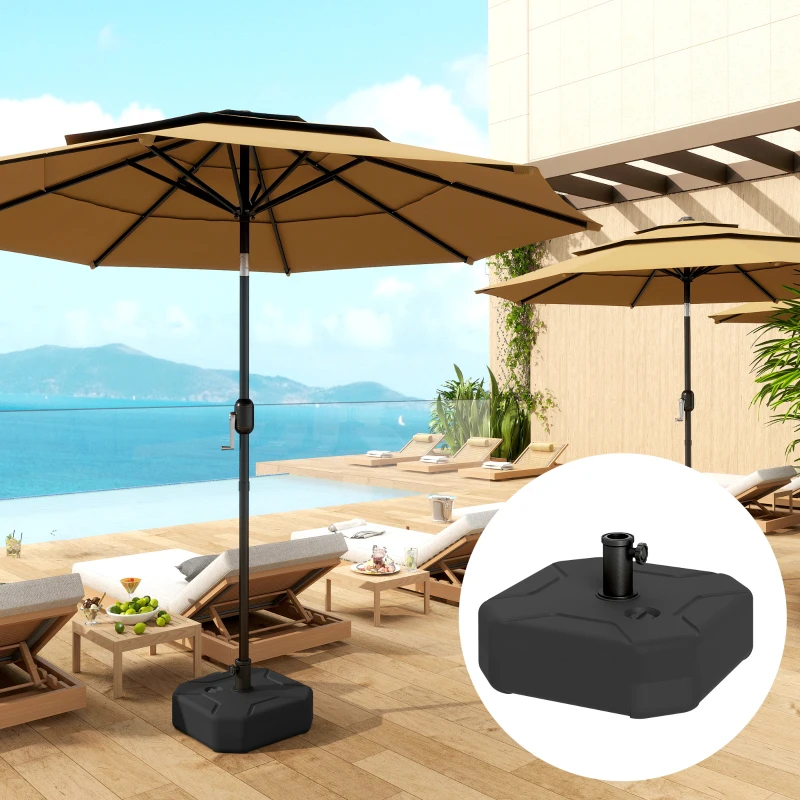 Outsunny Square Patio Umbrella Base Holder, Outdoor Umbrella Stand, 17.7" L x 17.7" W x 9.8" H Black