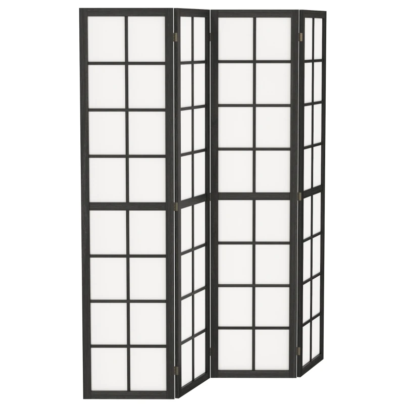 HOMCOM 4 Panel Room Divider, 5.6 ft Folding Wall Divider Room Partition for Home Office, Bedroom, Living Room, Black