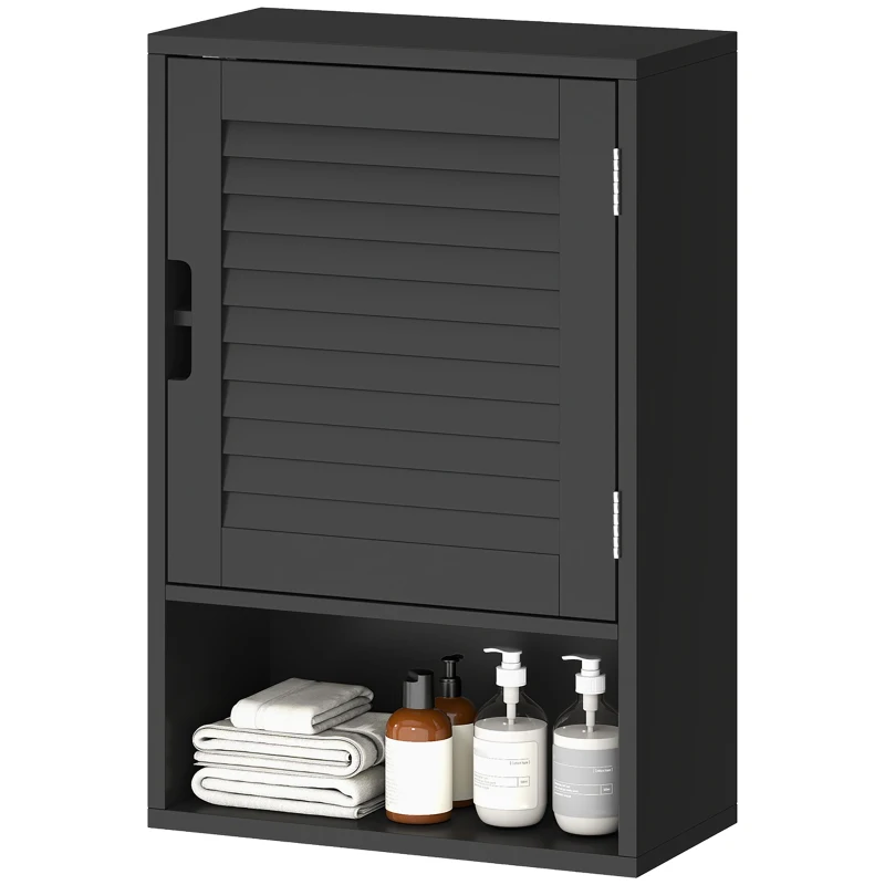 HOMCOM Bathroom Cabinet, Wall Mounted Storage Cabinet with Adjustable Shelves, 40 x 20 x 60 cm, Black