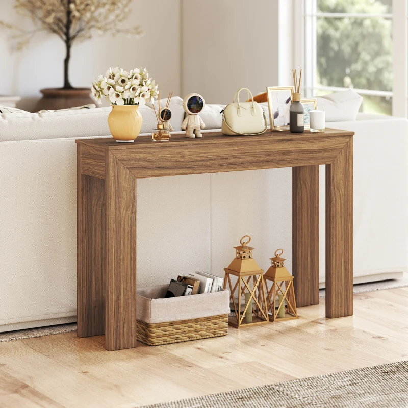 HOMCOM Modern Console Table, 47" Narrow Entryway Table, Walnut