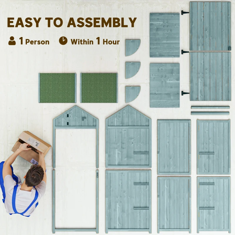 Outsunny 30" x 21" x 71" Garden Storage Shed, Outdoor Tool Utility Storage House  with 3 Tier Shelves and Roof, Blue