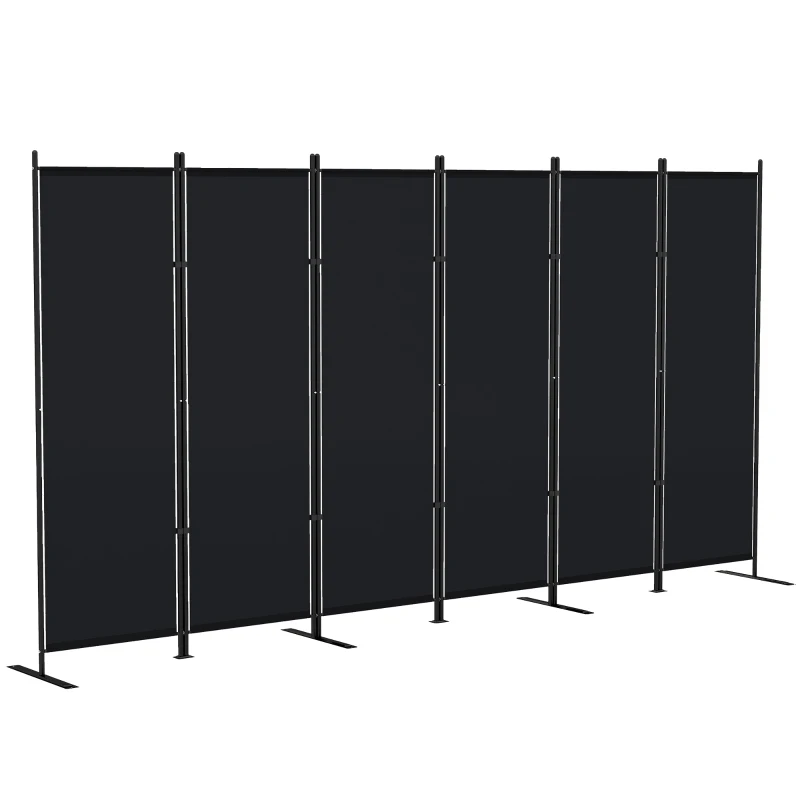 HOMCOM 6 Panel Room Divider, 6 Ft Folding Privacy Screen, Portable Freestanding Partition Wall Divider, Black