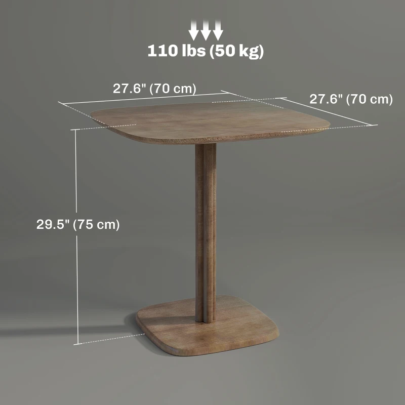 HOMCOM Dining Table for 4 People - Modern Kitchen Table with Wood-Effect Top, 27.6" x 27.6", Dark Brown