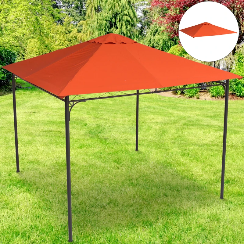 Outsunny 10' x 10' Square Gazebo Canopy Replacement UV Protected Top Cover Sun Shade Orange
