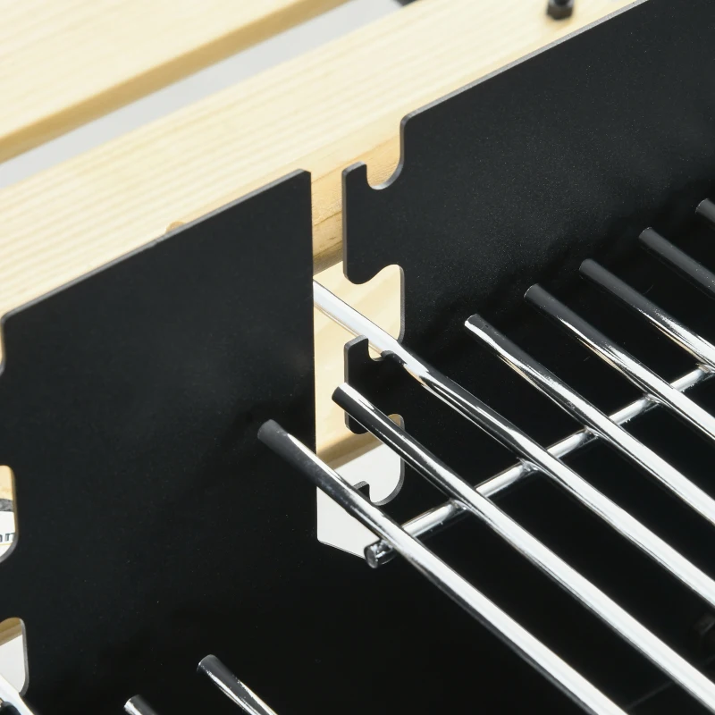 Outsunny Charcoal Grill,Barbecue Trolley with Double Adjustable Grill, Side Table, Storage Shelf and Wheels, Black