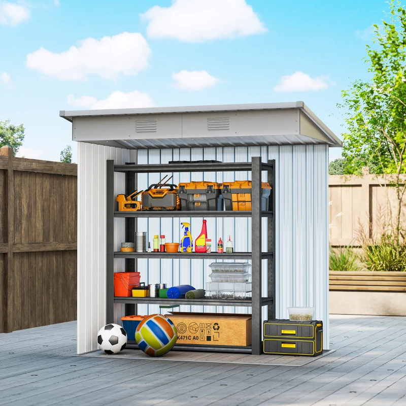 Outsunny 6' x 4' Outdoor Storage Shed, Metal Garden Shed with Lockable Sliding Doors and Vents, Grey