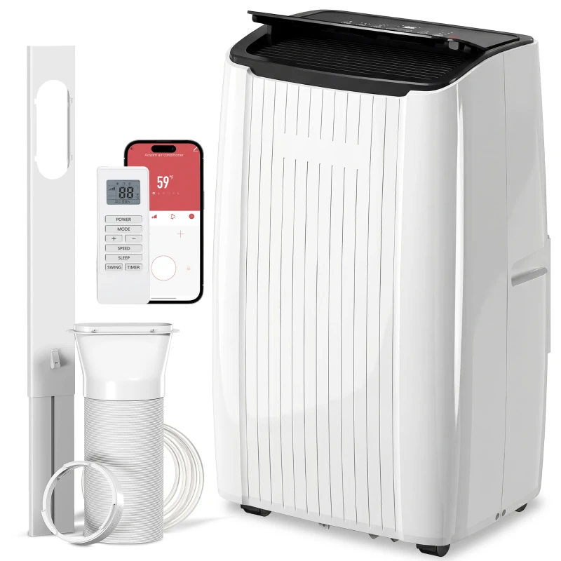 HOMCOM 12000 BTU 5-in-1 Portable Air Conditioner with Cool, Heat, Dehumidifier, Fan, Sleep, WiFi Voice Control, White