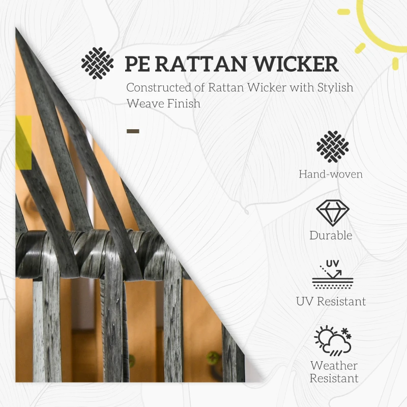 Outsunny Wicker Egg Chair Outdoor Indoor Rattan Oversized Patio Lounge Chair with 5.5" Cushions and Headrest, Grey