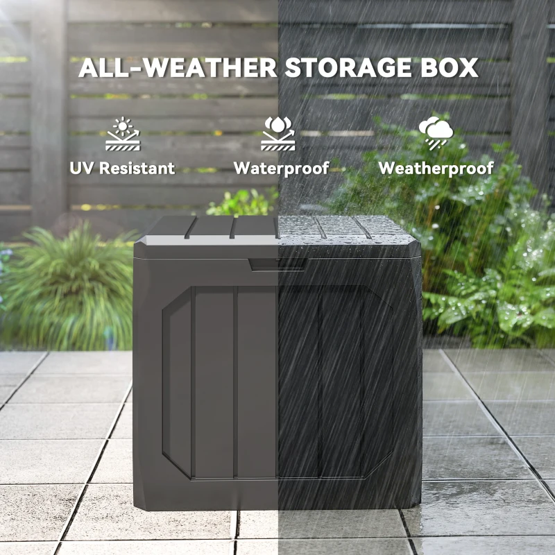 Outsunny 32 Gallon Deck Box, Resin Outdoor Storage Box with Handles, Waterproof and UV Resistant Storage Container