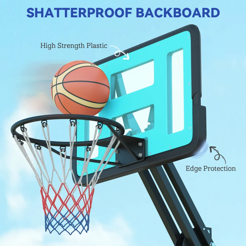 Soozier Basketball Hoop Outdoor, Basketball Hoop and Stand with Weighted Base and Shatterproof Backboard, 57.5"-92.9", Black