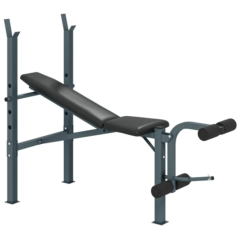 Soozier Incline Decline Weight Bench with Leg Extension and Barbell Rack, Adjustable Bench Press Weight Lifting Bench