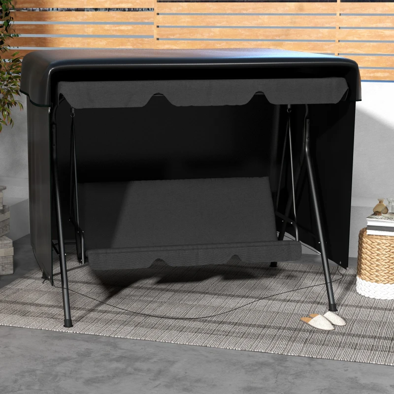 Outsunny 3-Seater Patio Swing Cover, Outdoor Garden Furniture Protection, 85" x 61" x 59", Black