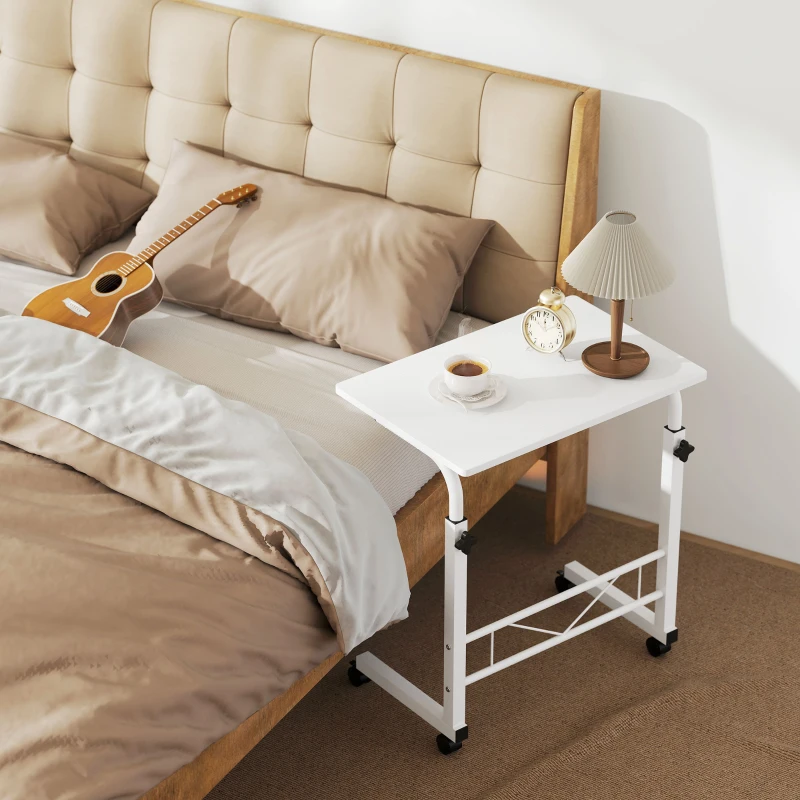 HOMCOM Mobile Standing Desk with Adjustable Height, 23.5 inch Stand Up Desk with Wheels, White