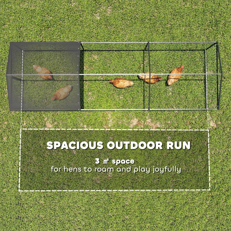 PawHut Large Metal Chicken Coop, Chicken Run with Waterproof & Anti-UV Cover for 3-5 Poultry, Outdoor Poultry Cage Rabbit Hutch