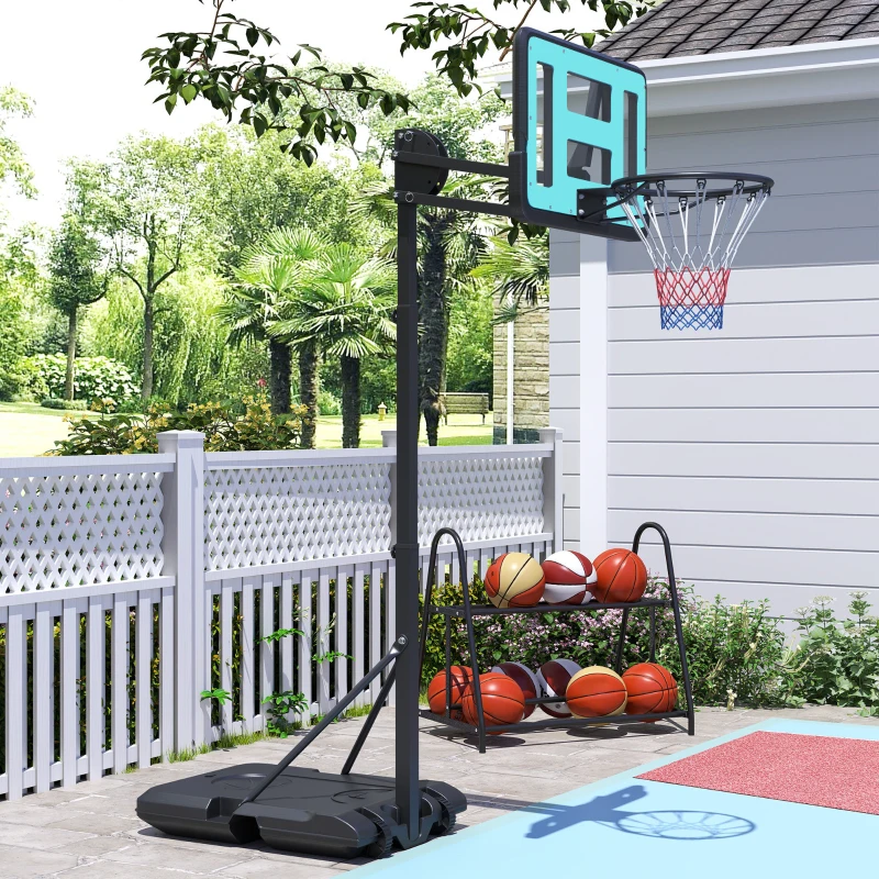 Soozier Basketball Hoop Outdoor, Basketball Hoop and Stand with Weighted Base and Shatterproof Backboard, 57.5"-92.9", Black