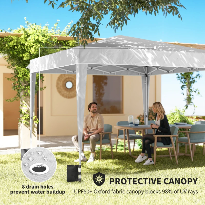 Outsunny 10 x 10 ft Pop Up Canopy Tent with Sidewalls, UPF50+ Outdoor Portable Instant Canopy Shelter with Carry Bag, White