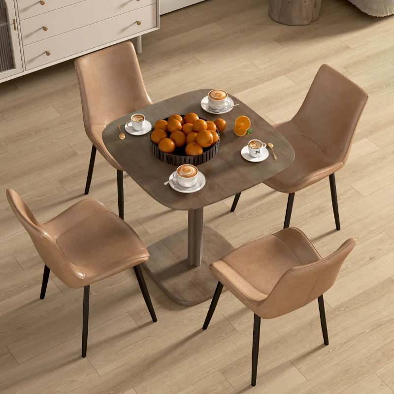 HOMCOM Dining Table for 4 People - Modern Kitchen Table with Wood-Effect Top, 27.6" x 27.6", Dark Brown