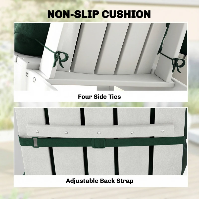 Outsunny Outdoor Adirondack Chair Cushions Set of 2, Tufted High Back Patio Chair Cushions, Dark Green