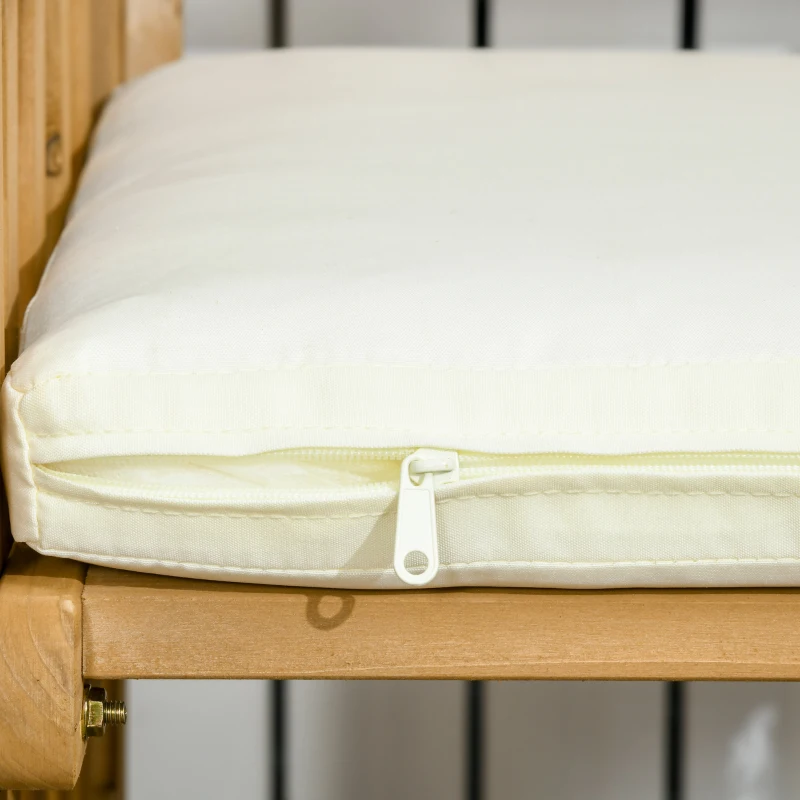 Outsunny Outdoor Wood Loveseat with Middle Table, Garden Table and Chairs Set with Cushions and Umbrella Hole, 2-Seater Outdoor Furniture Set for Balcony, Patio, Brown