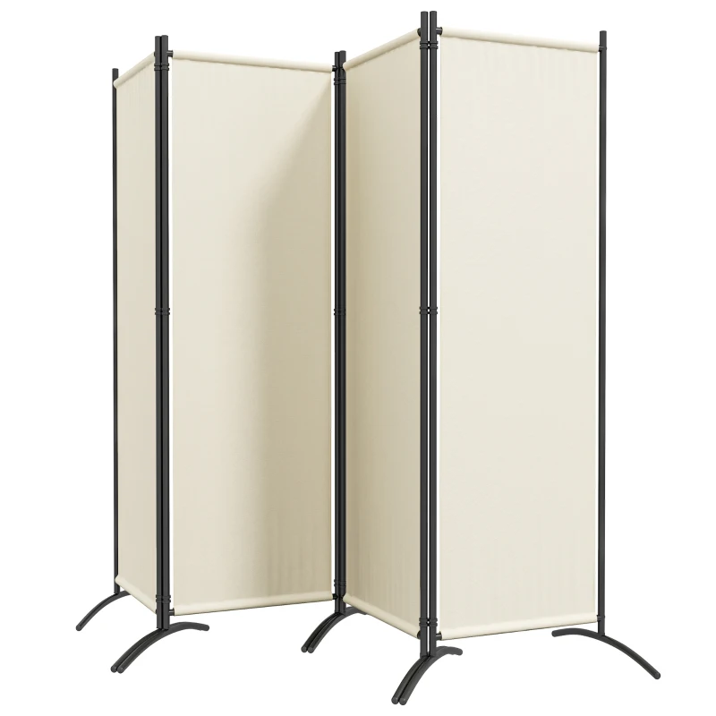 Outsunny Folding Room Divider, Privacy Screen for Home Office Bedroom, 5.6FT Tall, Cream White