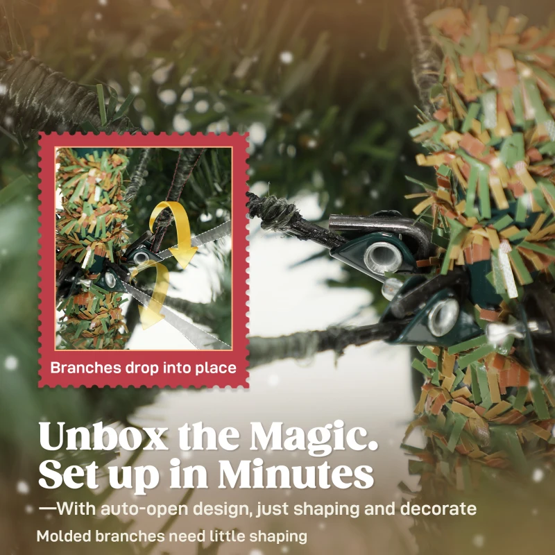 HOMCOM 5 ft Artificial Christmas Tree with Dense Realistic Branches, Full Ponderosa Fir, Hinged Xmas Tree, Easy Assembly