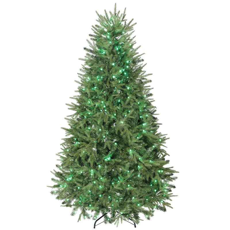 HOMCOM 6.5ft Christmas Tree with Synchronized LEDs, DIY Function, Frasier Grande Fir with Hinge Design, Remote, Daily Timer