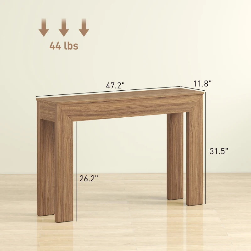 HOMCOM Modern Console Table, 47" Narrow Entryway Table, Walnut