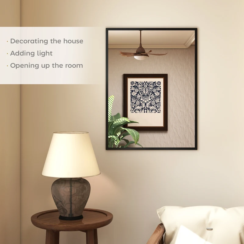 HOMCOM 30" x 40" Bathroom Mirror for Wall, Rectangular Mirror for Living Room, Bedroom, Entryway, Black