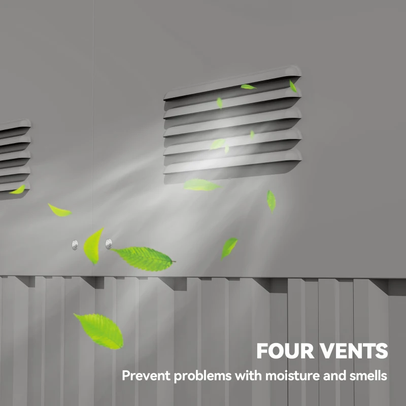 Outsunny 12' x 5.5' Metal Garden Storage Shed, Outdoor Tool Storage House with Lockable Door, Vents, Sloped Roof, Light Grey