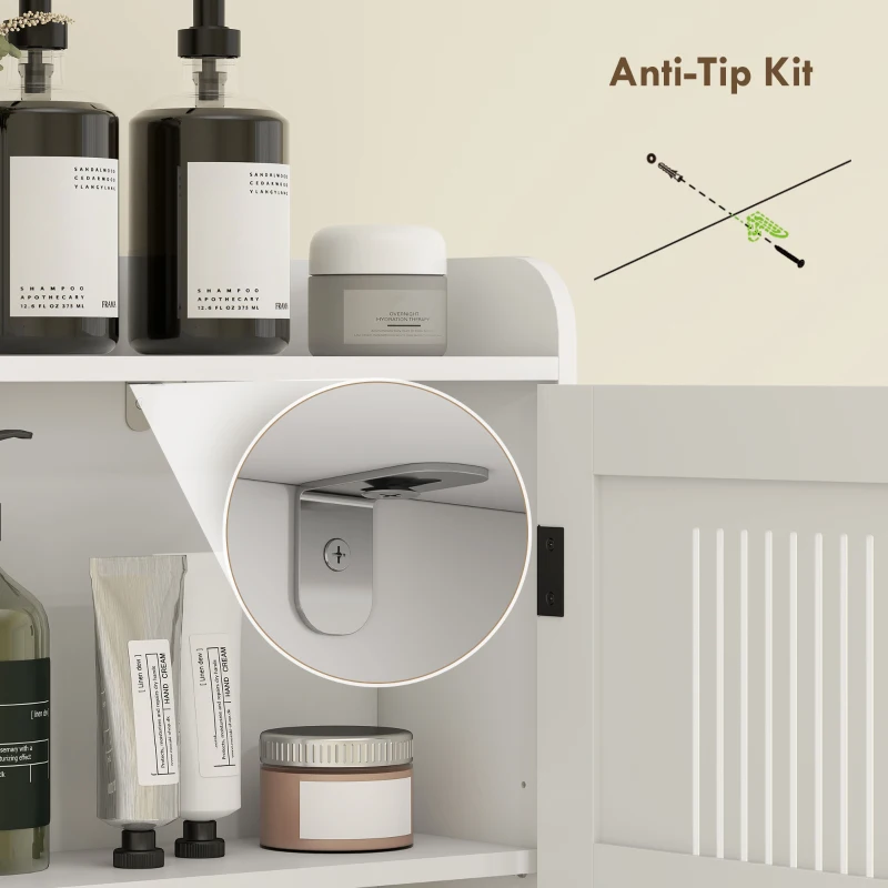 HOMCOM Over the Toilet Storage Cabinet, Bathroom Organizer with Adjustable Shelf, Toilet Paper Holder for Bathroom, Laundry