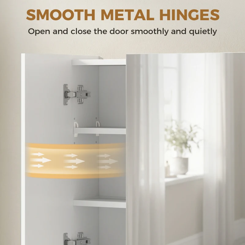 kleankin Wall Mounted Bathroom Medicine Cabinet with Mirror and Adjustable Shelves, White